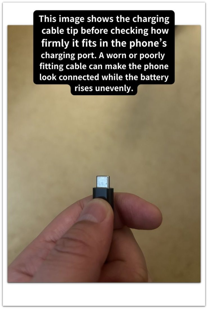 android charging cable tip checked before testing the port fit