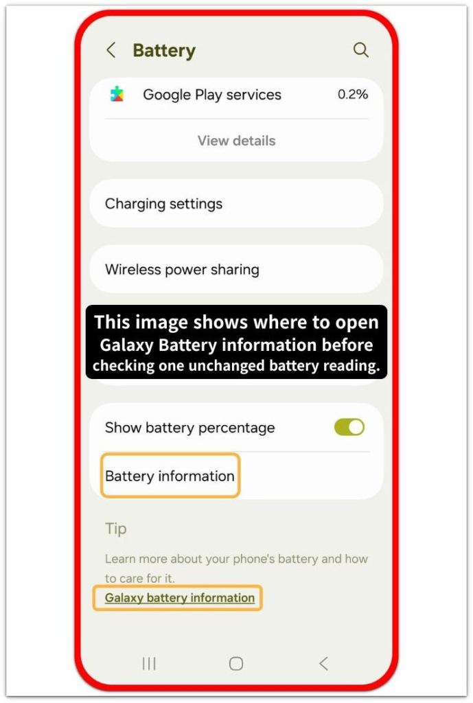 android battery information stops updating battery information menu location