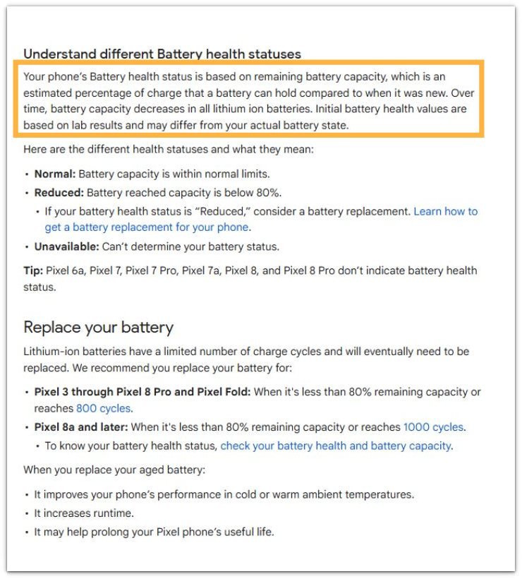 android battery health decreased after update official battery health capacity explanation