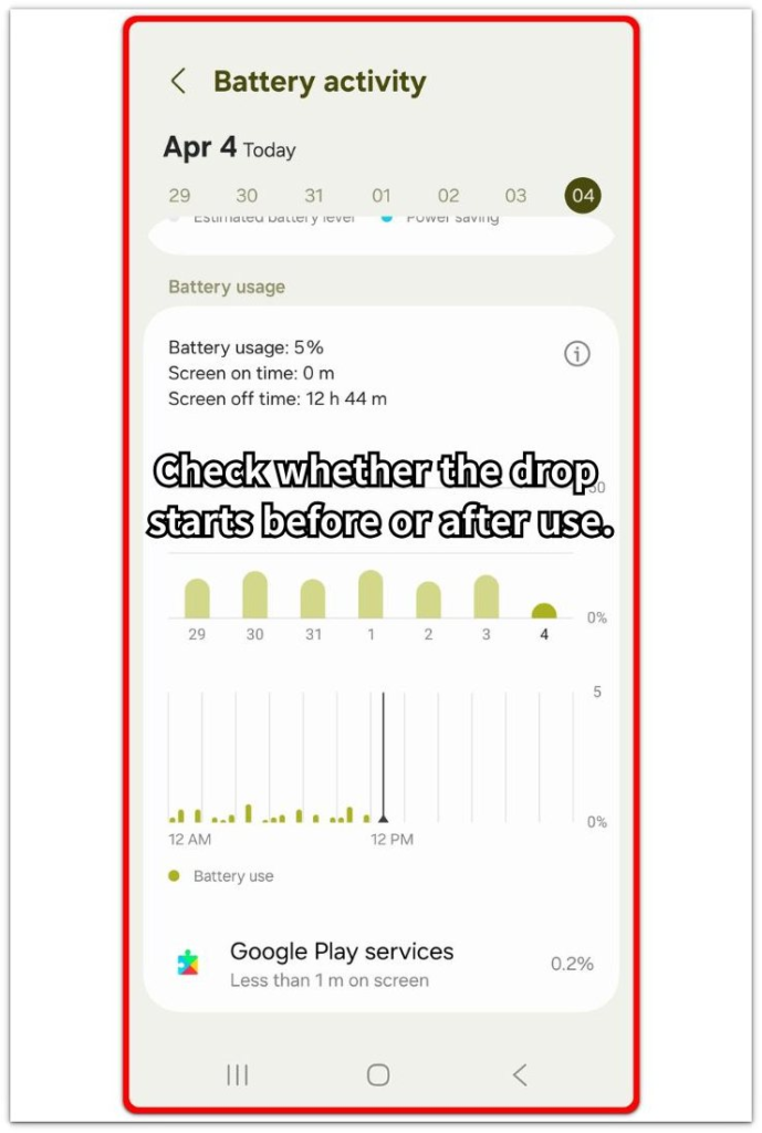 android battery activity screen after restart