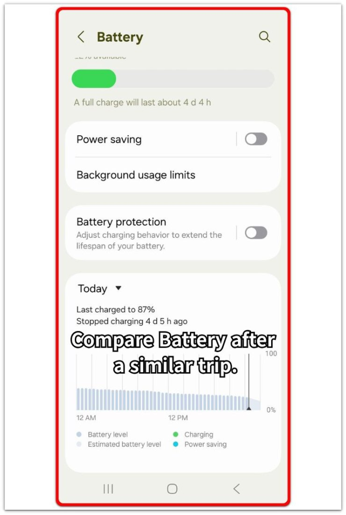 android auto battery drain battery usage screen