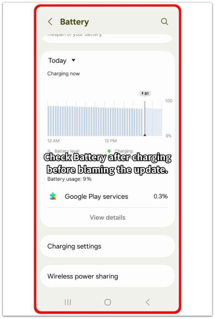 android slow charging after update battery screen check