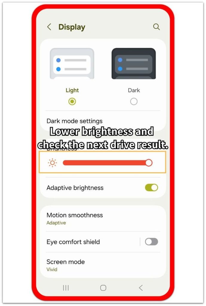 android display brightness check for car charging slow