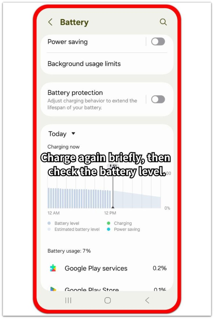 android battery level check after short charge