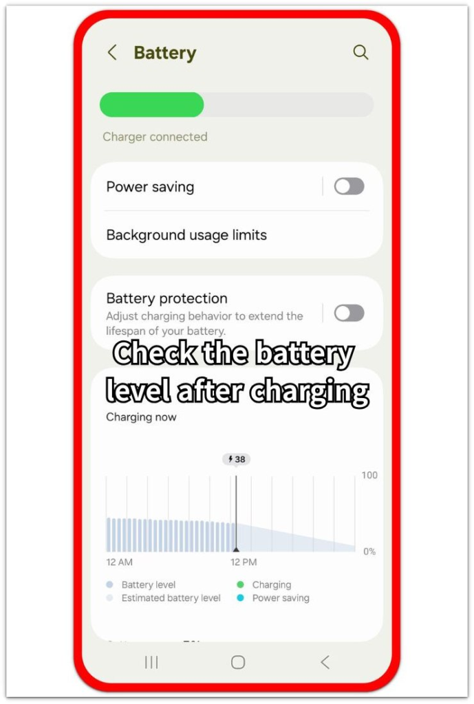 android battery level check after charging