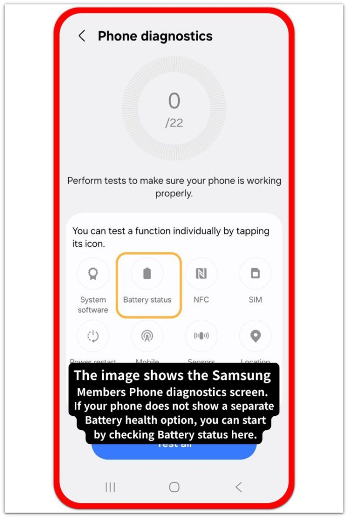 android battery health decreased after update samsung members battery status diagnostic screen