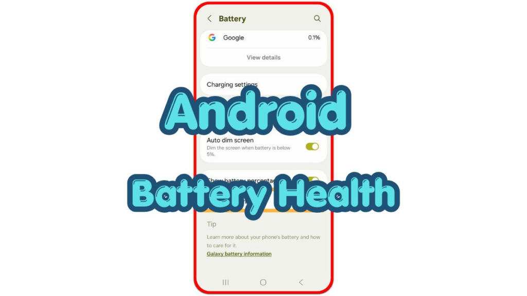 android battery health screen with phone battery settings background