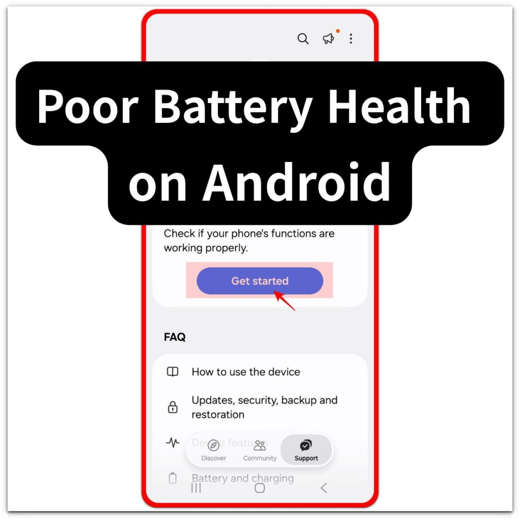 poor battery health on android samsung members phone diagnostics screen