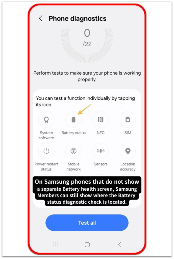 android battery health dropping fast samsung members battery status diagnostic