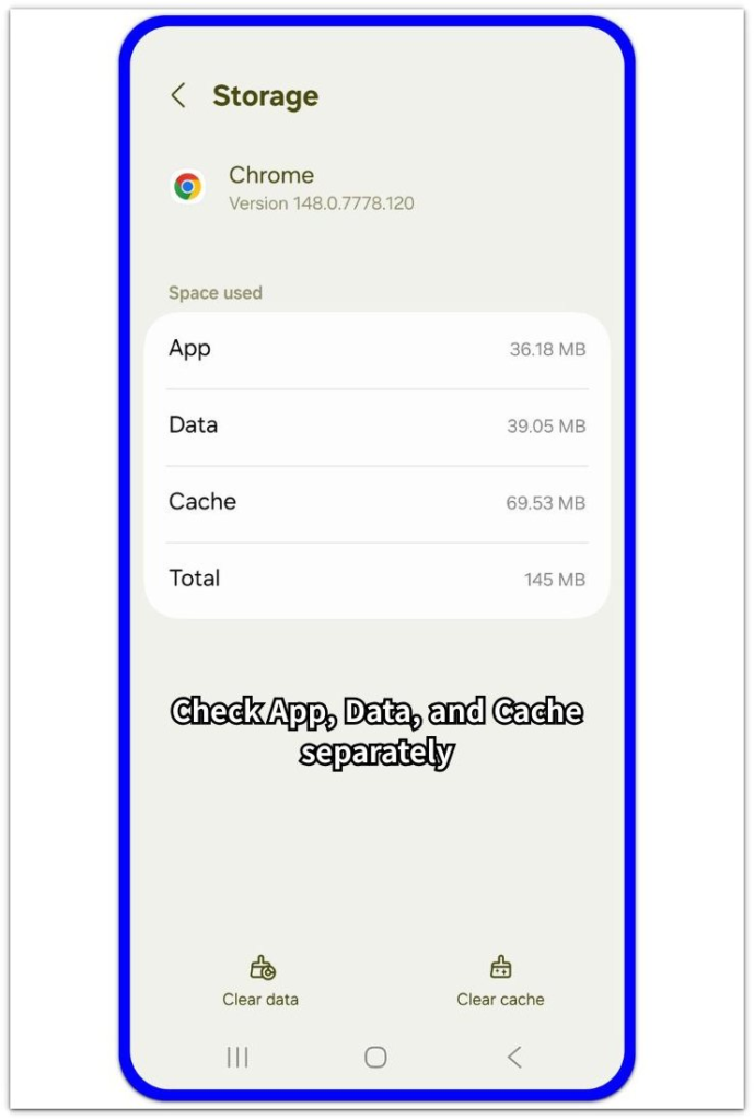 chrome taking up storage on android app data cache screen