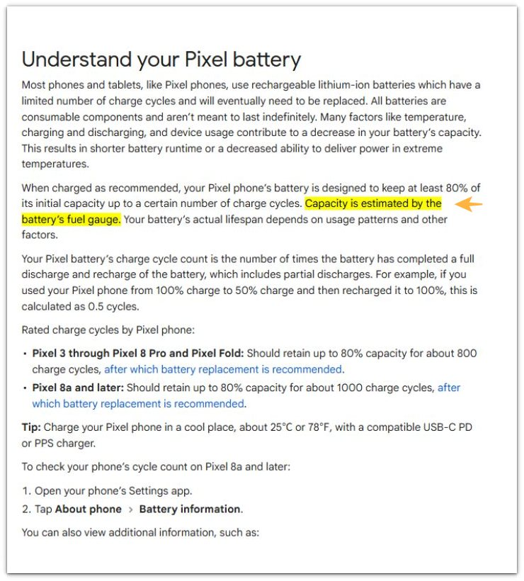 android battery health dropping fast pixel help battery capacity estimate