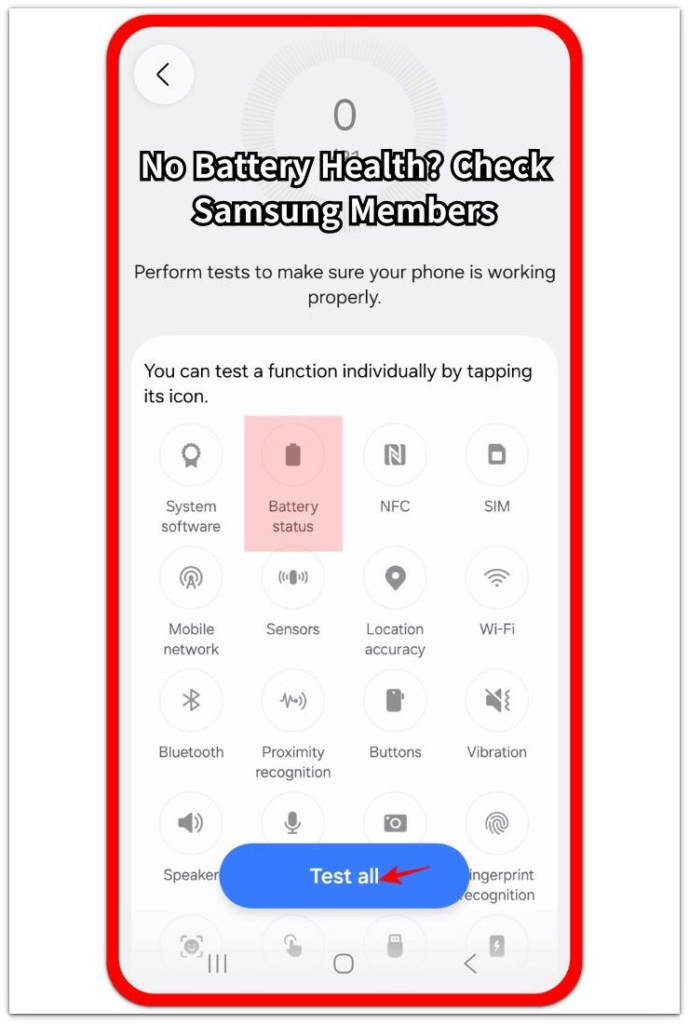 samsung members battery status test for android battery health