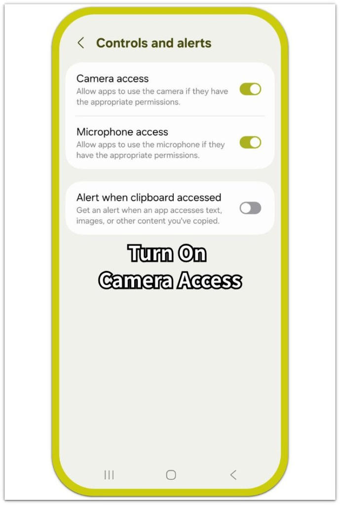 android camera access privacy control switch