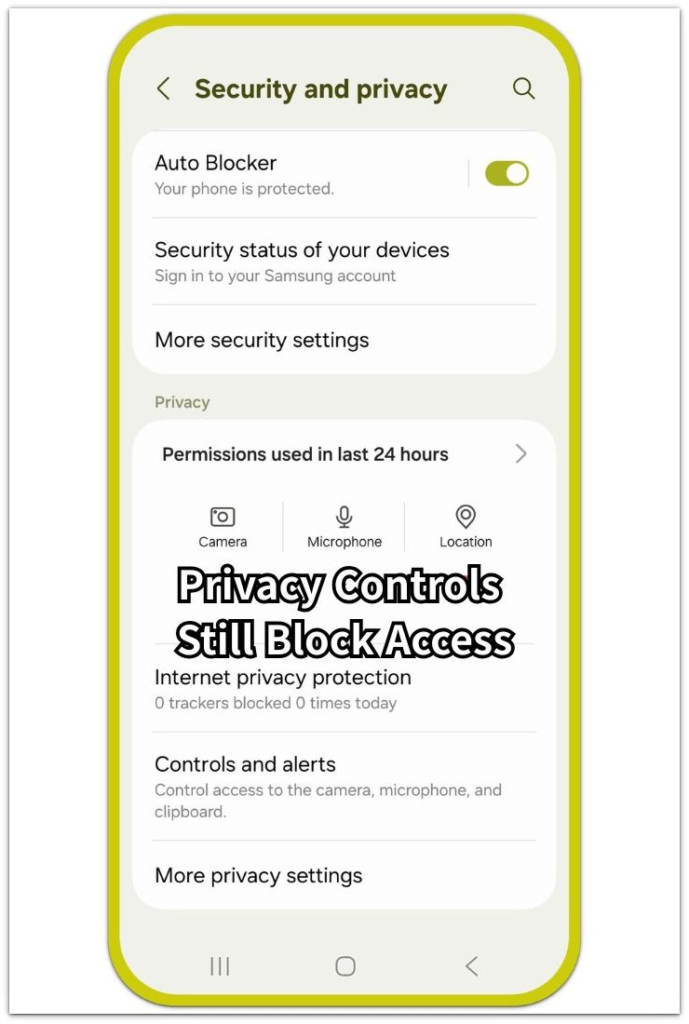 android app permissions not working privacy controls screen
