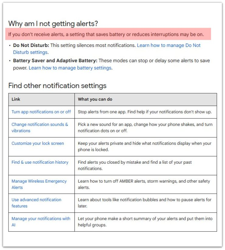 google pixel notification settings that delay alerts